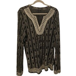 Lucky brand embroidered large tunic blouse